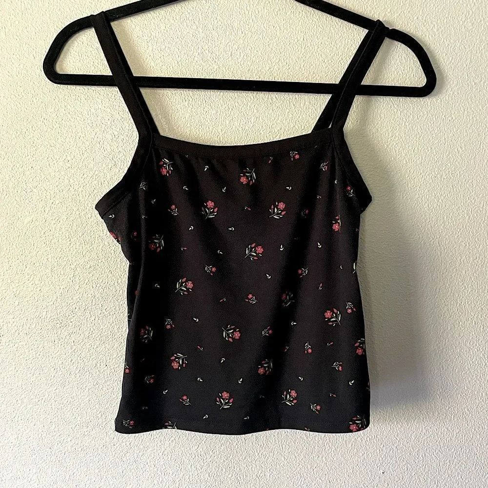 Lovely Bubbly Black Crop Top with Cherries. Size Small.